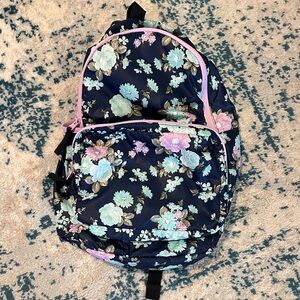 Abercrombie & Fitch Floral Backpack - Navy and Pastel Pink Packable